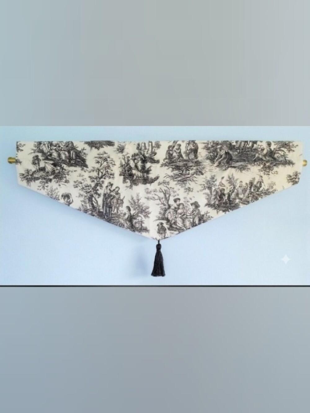 WAVERLY Toile Print Ascot Valance "Country Life" Set of Three 52" x 22" Cotton - Picture 2 of 6